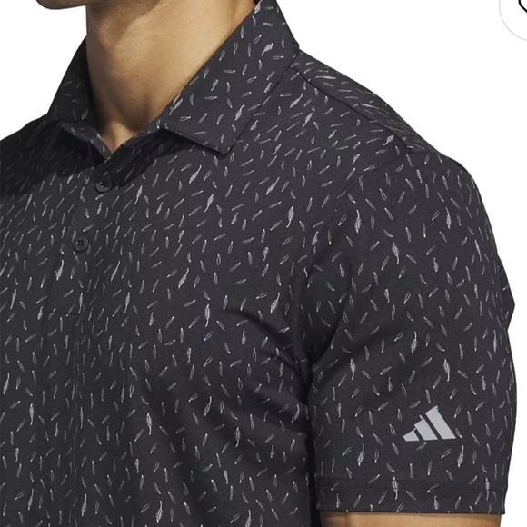 Adidas Men's Ultimate Polo Shirt in black with a feather Pattern, Size L, NWT - Picture 15 of 15